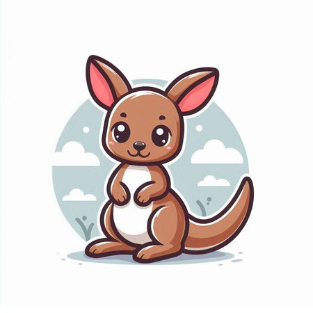 Kangaroo cartoon character. Cute kangaroo vector illustrationのイラスト素材