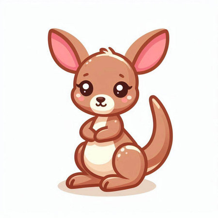 Cute kangaroo isolated on white background. Vector illustration.のイラスト素材