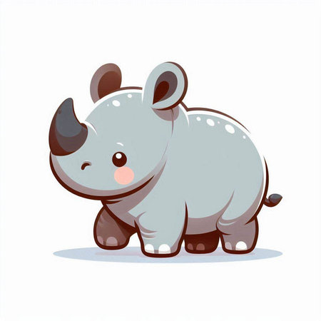 Cute cartoon rhinoceros isolated on white background. Vector illustration.のイラスト素材