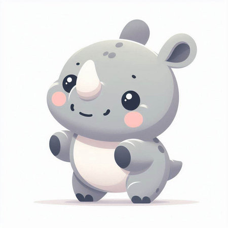 Cute cartoon rhinoceros isolated on white background. Vector illustration.のイラスト素材