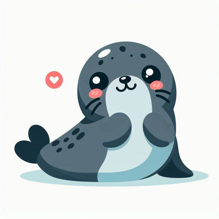 Cute cartoon seal. Vector illustration of a cute baby seal.のイラスト素材