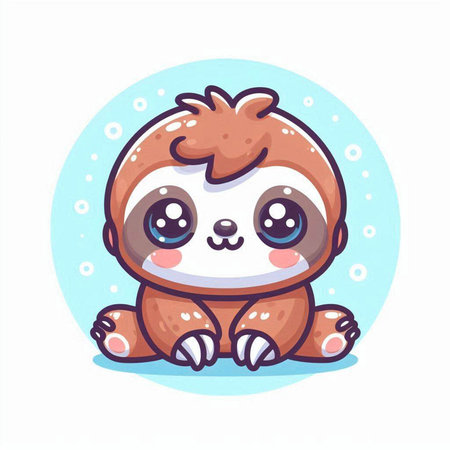Cute cartoon sloth. Vector illustration isolated on white background.のイラスト素材