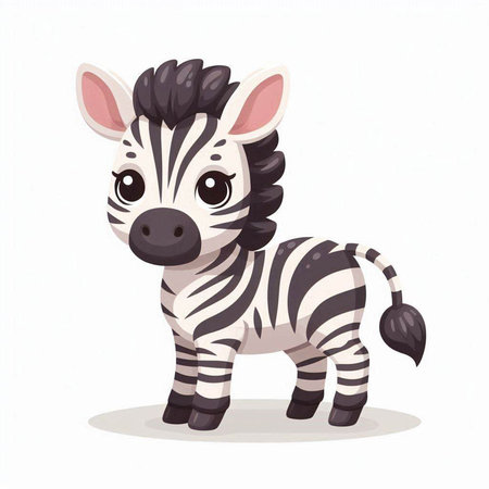 Cute cartoon zebra. Vector illustration isolated on white background.のイラスト素材