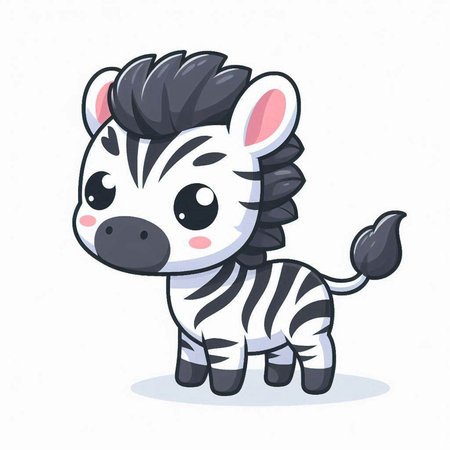Cute cartoon zebra isolated on white background. Vector illustration.のイラスト素材