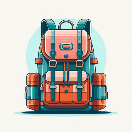 Backpack. Vector illustration of a backpack. Backpack icon.のイラスト素材
