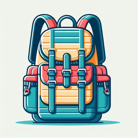 Illustration of a backpack on a light background. Vector illustration.のイラスト素材