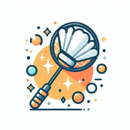 Badminton racket and shuttlecock. Sport equipment. Vector illustrationのイラスト素材