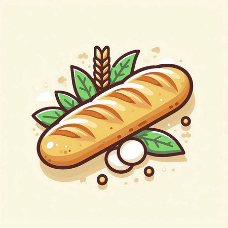 Baguette bread icon. Vector illustration of a loaf of bread.のイラスト素材