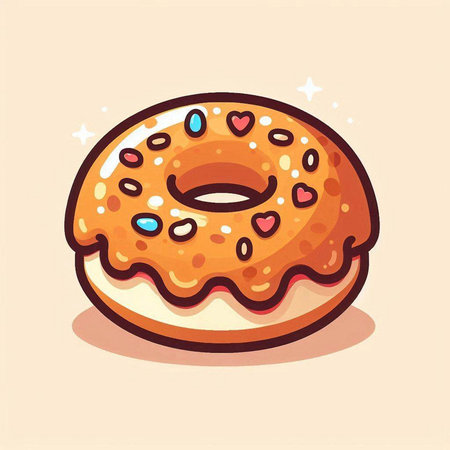 Cute donut with icing and sprinkles. Vector illustration.のイラスト素材