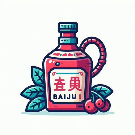 Korean red balsamic vinegar vector illustration. Hand drawn red balsamic vinegar icon.のイラスト素材