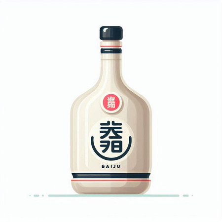 Illustration of a bottle of sake isolated on a white background.のイラスト素材