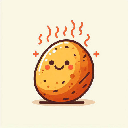 Cute cartoon potato character. Vector illustration of a potato character.のイラスト素材