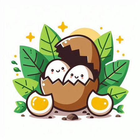 Cute cartoon egg character. Vector illustration isolated on white background.のイラスト素材