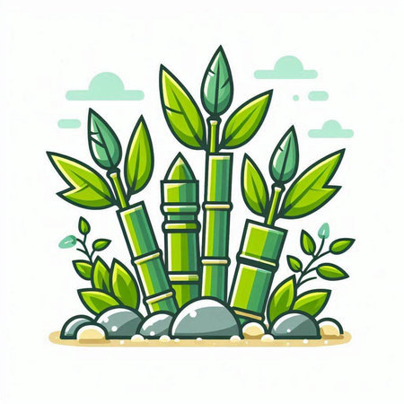 Bamboo icon in flat style isolated on white background. Vector illustration.のイラスト素材