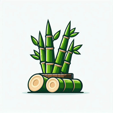 Illustration of green bamboo plant on white background. Vector illustration.のイラスト素材