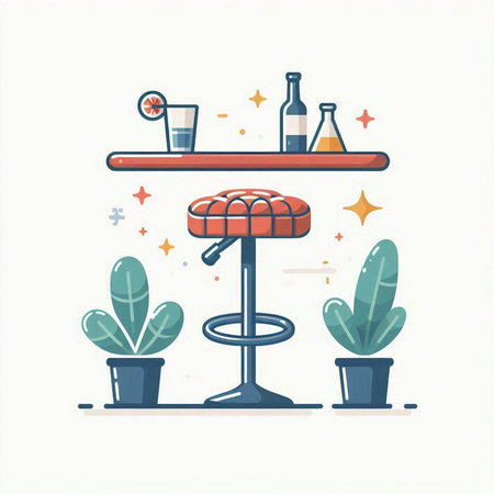 Restaurant bar counter. Flat vector illustration on white background.のイラスト素材