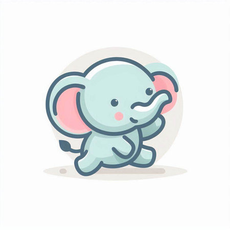 Cute elephant cartoon vector illustration. Cute baby elephant animal character.のイラスト素材