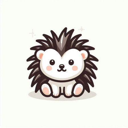 Cute cartoon hedgehog isolated on white background. Vector illustration.のイラスト素材