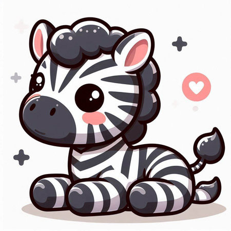 Cute cartoon zebra on a white background. Vector illustration.のイラスト素材