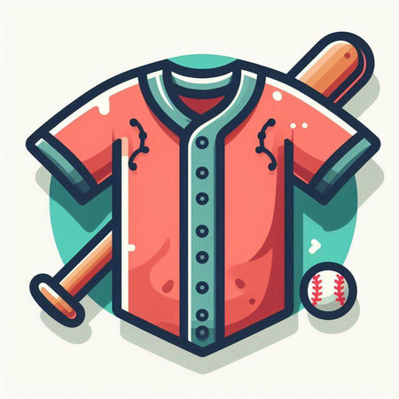 Baseball shirt and bat icon. Vector illustration in flat style.のイラスト素材