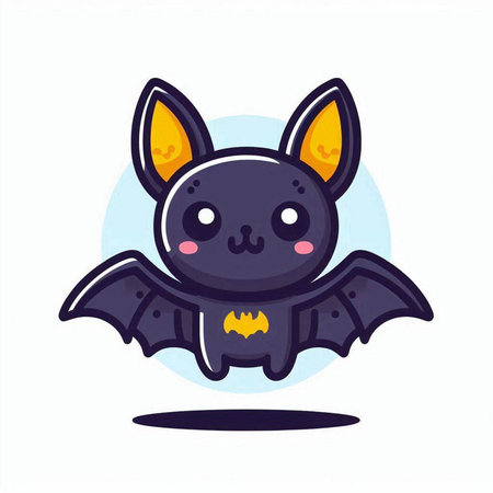 Cute cartoon bat character. Vector illustration in a flat style.のイラスト素材