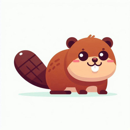 Cute cartoon beaver. Vector illustration. Cute beaver.のイラスト素材