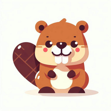 Cute beaver vector illustration. Cute cartoon beaver.のイラスト素材