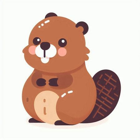 Cute beaver. Cute cartoon animal. Vector illustration.のイラスト素材