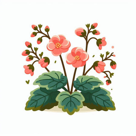Flowerpot with pink flowers isolated on white background. Vector illustration.のイラスト素材