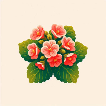 Flowering geranium on a white background. Vector illustration.のイラスト素材