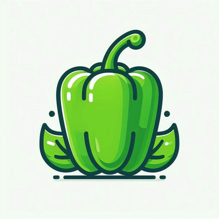 Bell pepper vector illustration isolated on white background. Vegetable icon.のイラスト素材