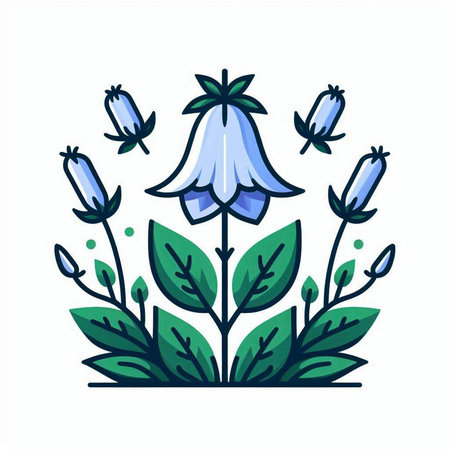 Bluebell flowers isolated on white background. Vector illustration in cartoon style.のイラスト素材