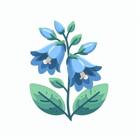 Blue flowers isolated on white background. Vector illustration in flat style.のイラスト素材