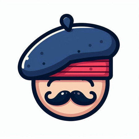 Cartoon vector illustration of a pirate wearing a hat and mustache.のイラスト素材