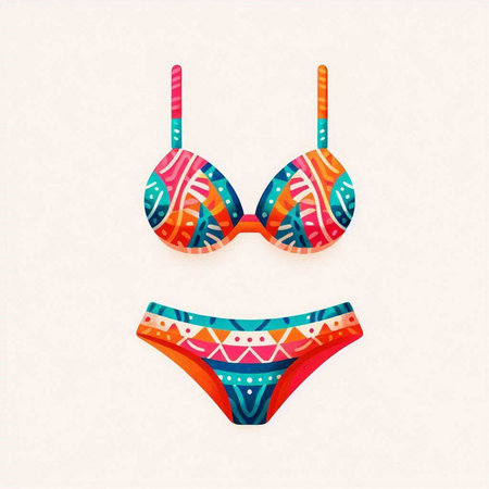 Swimsuit with a colorful pattern. Vector illustration of swimsuit.のイラスト素材