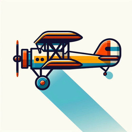 Vintage biplane vector illustration. Retro aircraft isolated on white background.のイラスト素材
