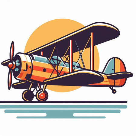 Retro airplane. Vintage style. Vector illustration for your design.のイラスト素材