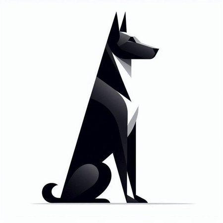 black dog isolated on a white background. 3d rendering. illustrationのイラスト素材