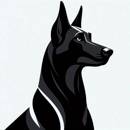 Portrait of a black Doberman dog. Vector illustration.のイラスト素材