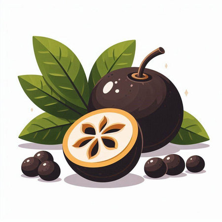 Sapodilla fruit vector illustration. Sapodilla is a tropical fruit.のイラスト素材