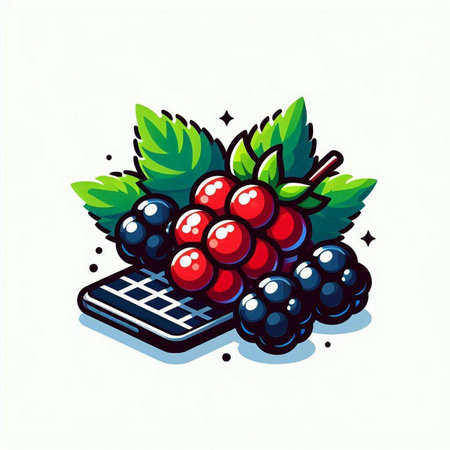 Grapes and calculator, vector illustration on a white background.のイラスト素材