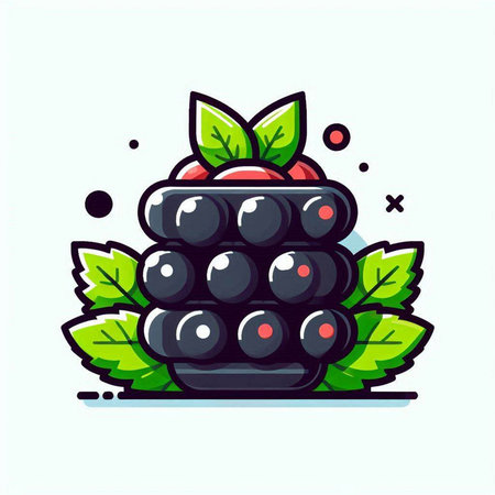 Cute blackberry fruit vector illustration. Cartoon berry icon.のイラスト素材