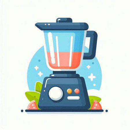 Mixer with smoothie. Vector illustration in flat cartoon style.のイラスト素材