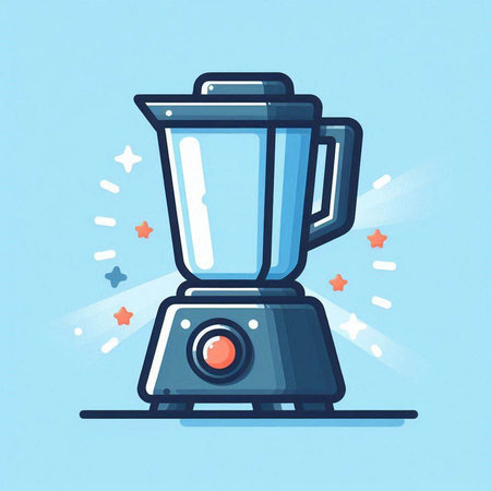 Illustration of a blender on a blue background, vector illustration.のイラスト素材