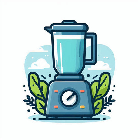 Blender icon. Flat vector illustration. Kitchen appliances. Kitchen equipment.のイラスト素材