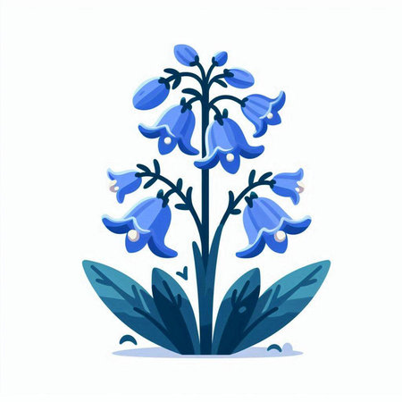 Bluebell flower on white background. Vector illustration in flat style.のイラスト素材