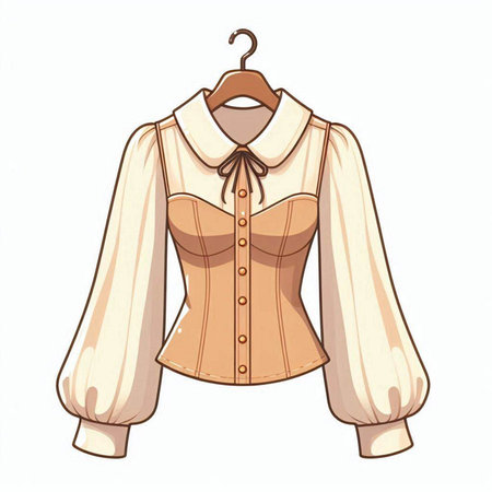 Illustration of a women's shirt in a hanger on a white backgroundのイラスト素材