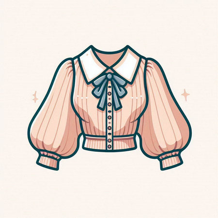 Women's blouse with a bow. Vector illustration. Hand drawn.のイラスト素材