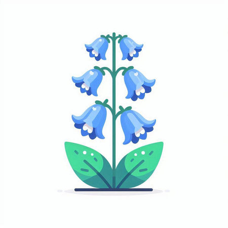 Blue bellflower isolated on white background. Flat style vector illustration.のイラスト素材