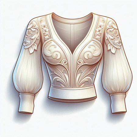 Illustration of a blouse with a pattern on a white backgroundのイラスト素材